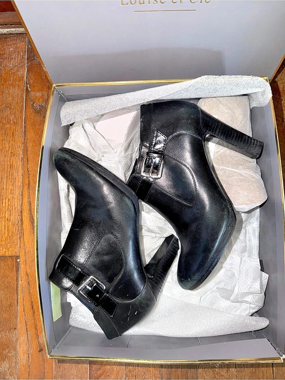 Louise et Cie Black Buckle Ankle Boots Like New